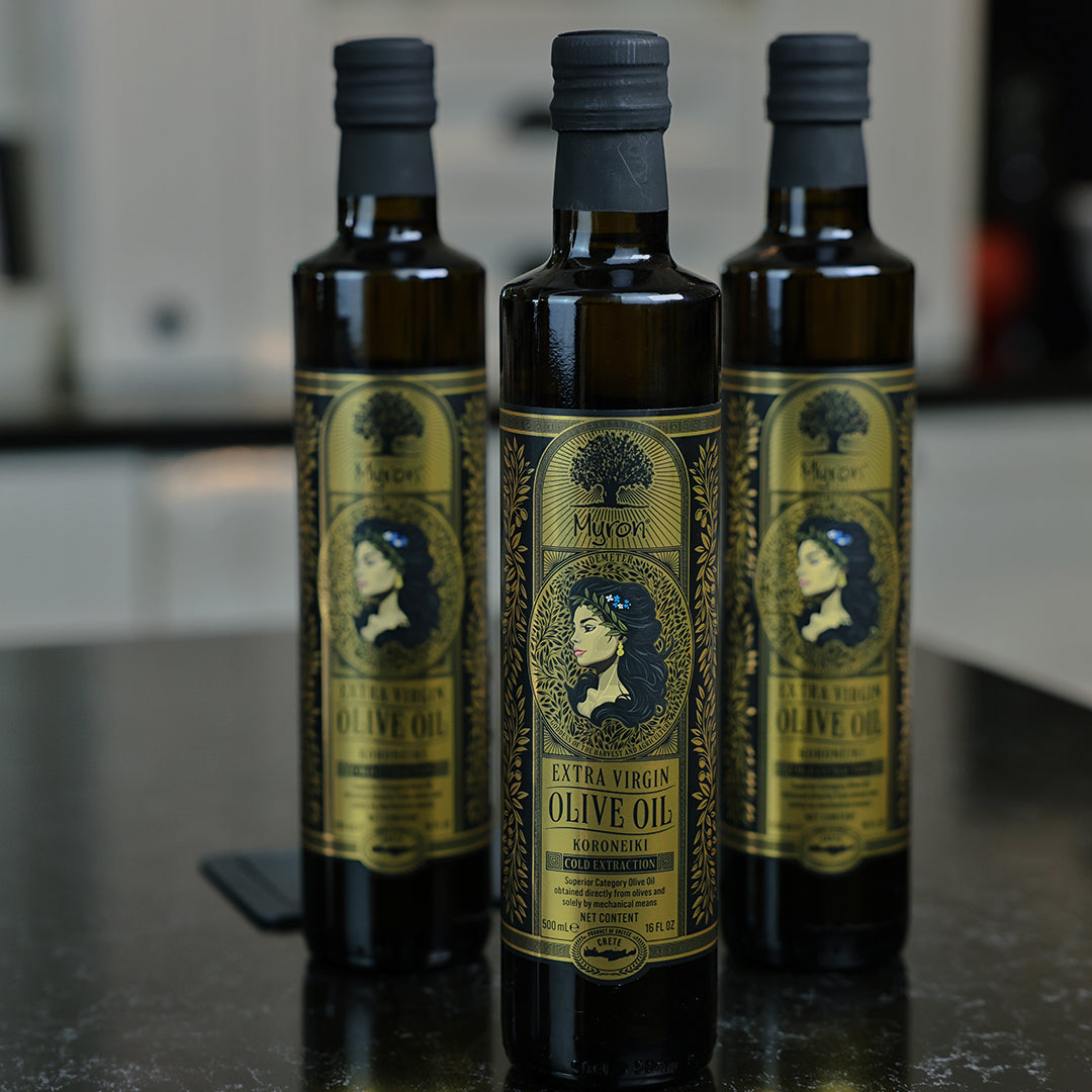 3 Myron extra virgin olive oil bottles